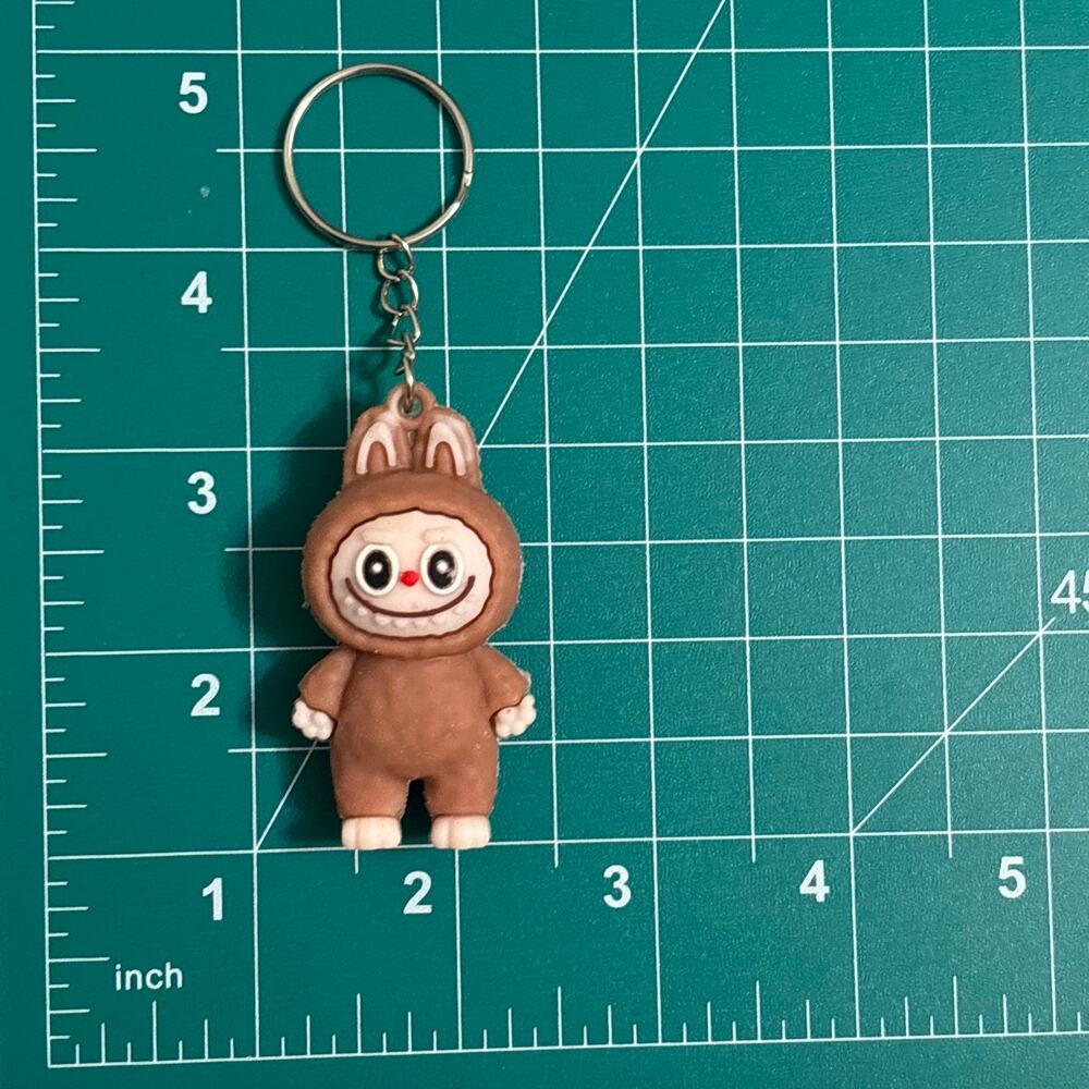 Labubu Silicone Keychain Brown Bunny Monster Figure Kawaii Bag Charm - Picture 2 of 8